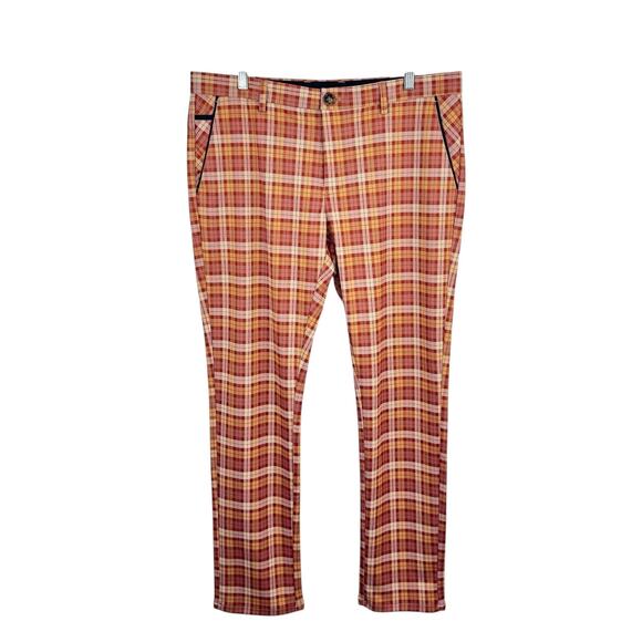 Suslo Couture Other - NWT Suslo Couture Orange Plaid Stretch Trousers